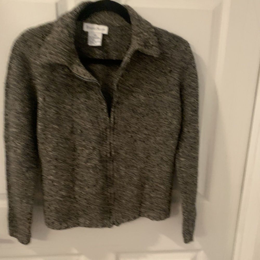 Robert Scott Wool Blend Woman's‎ sz M Full Zipper Jacket Sweater brown textured